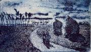 Twilight with Haystacks Camille Pissarro